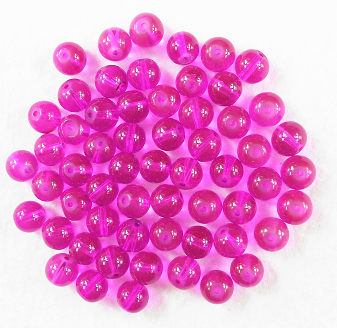 100Pcs 6mm Hot Pink Round Glass Spacer Loose Beads DIY Jewelry