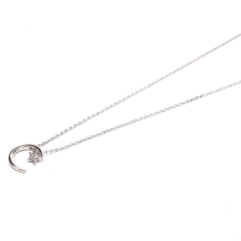 1X Moon Star Necklace Fashion Simple Sparkling Clavicle Chain Woman Jewel.l8