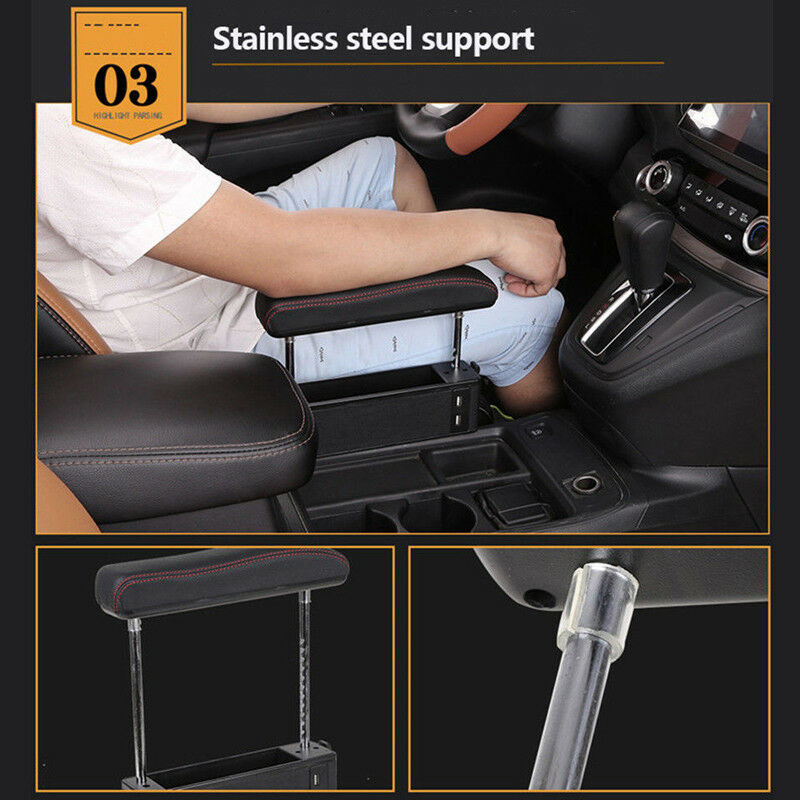 Universal Driver Seat Pocket Storage Armrest Box Organizer Holder USB PU Leather