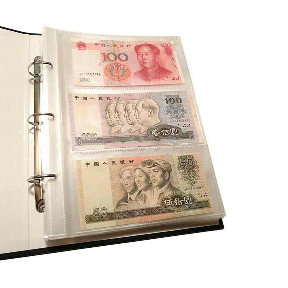 10Pcs 3-Grid Commemorative Paper Money Album Banknotes Collection Storage Bags