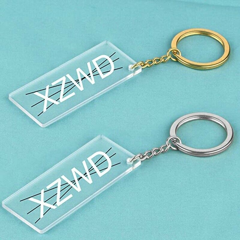 20Pcs Blank Keyrings Acrylic Clear Rectangle Discs Pendant Keychain DIY Making