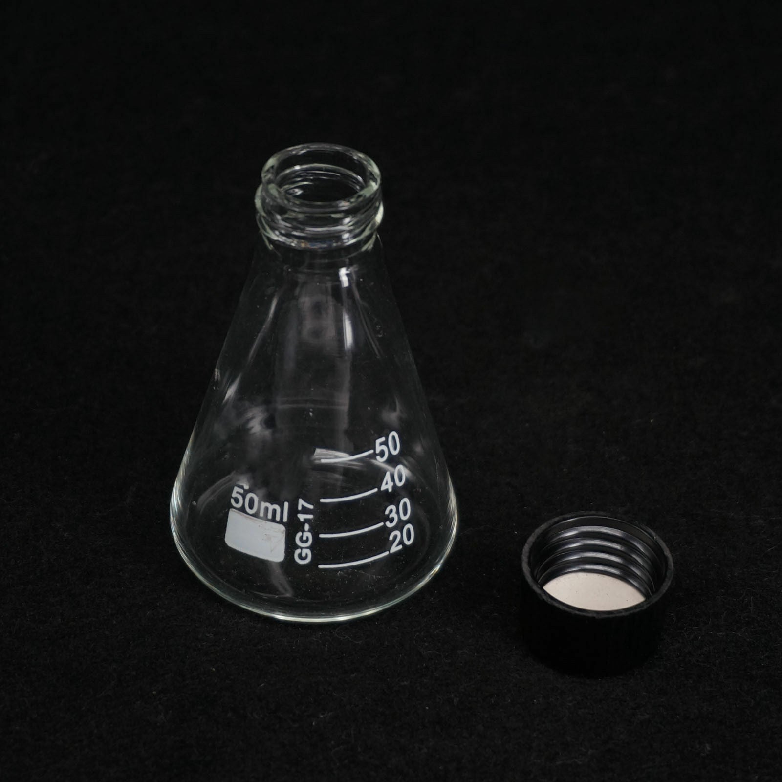 Glass 50ml Conical Erlenmeyer Narrow Mouth Screw Cap Flask Lab Glassware