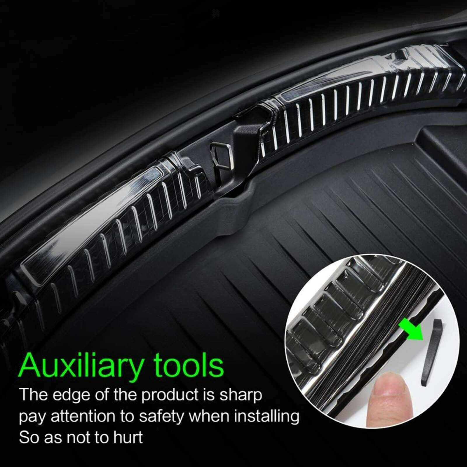 2 Packs Inner Rear Trunk Protect Guard Sill Plate for Tesla Car Carbon fiber