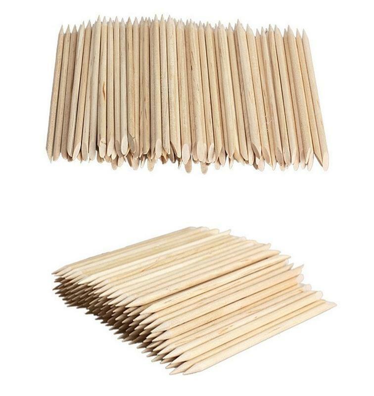 100pcs Nail Art Tips Cuticle Pusher Remover Crude Wood Stick Pedicure Manicure