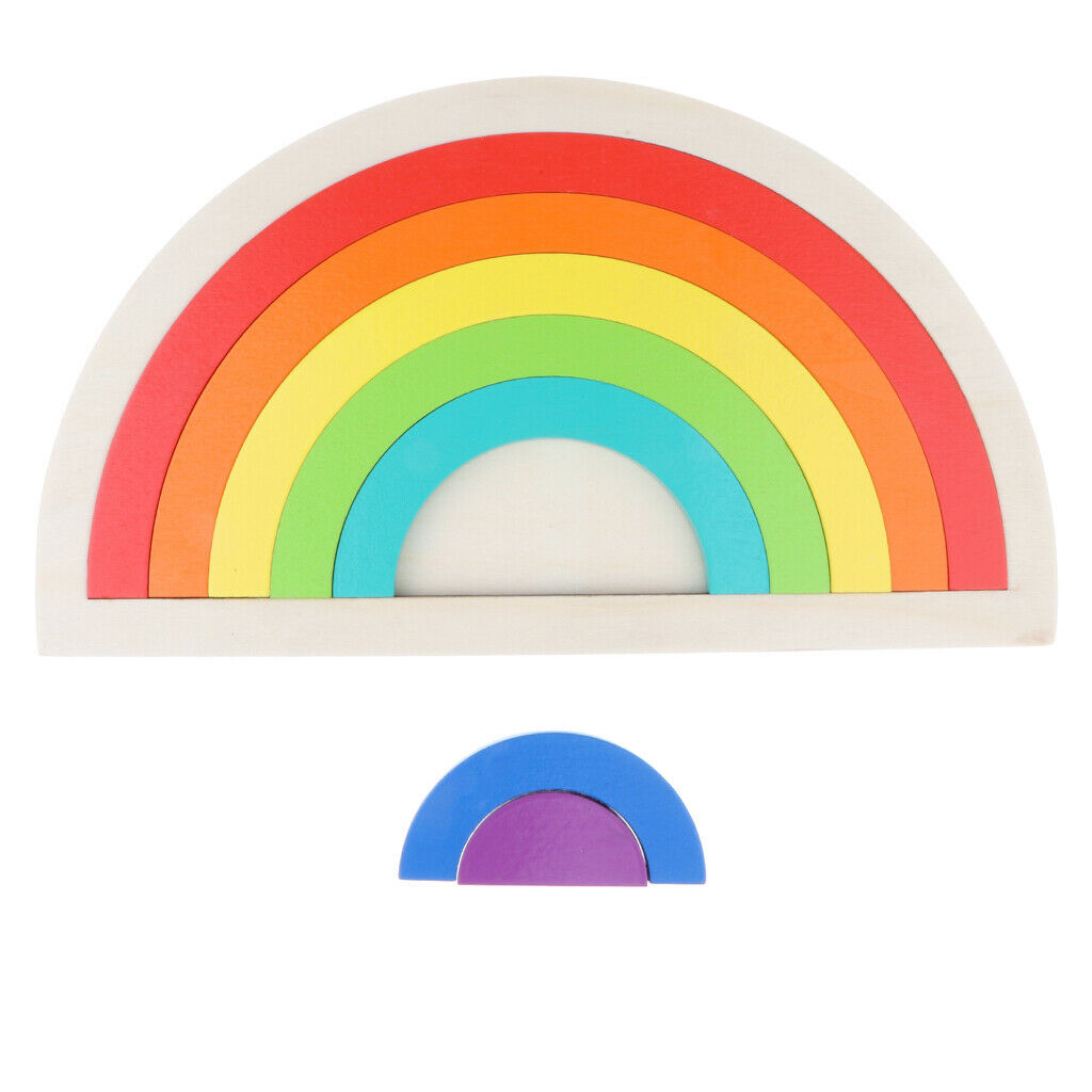 7 - Piece   Rainbow   Stacker   Geometry   Building   Blocks   Baby   Toddler