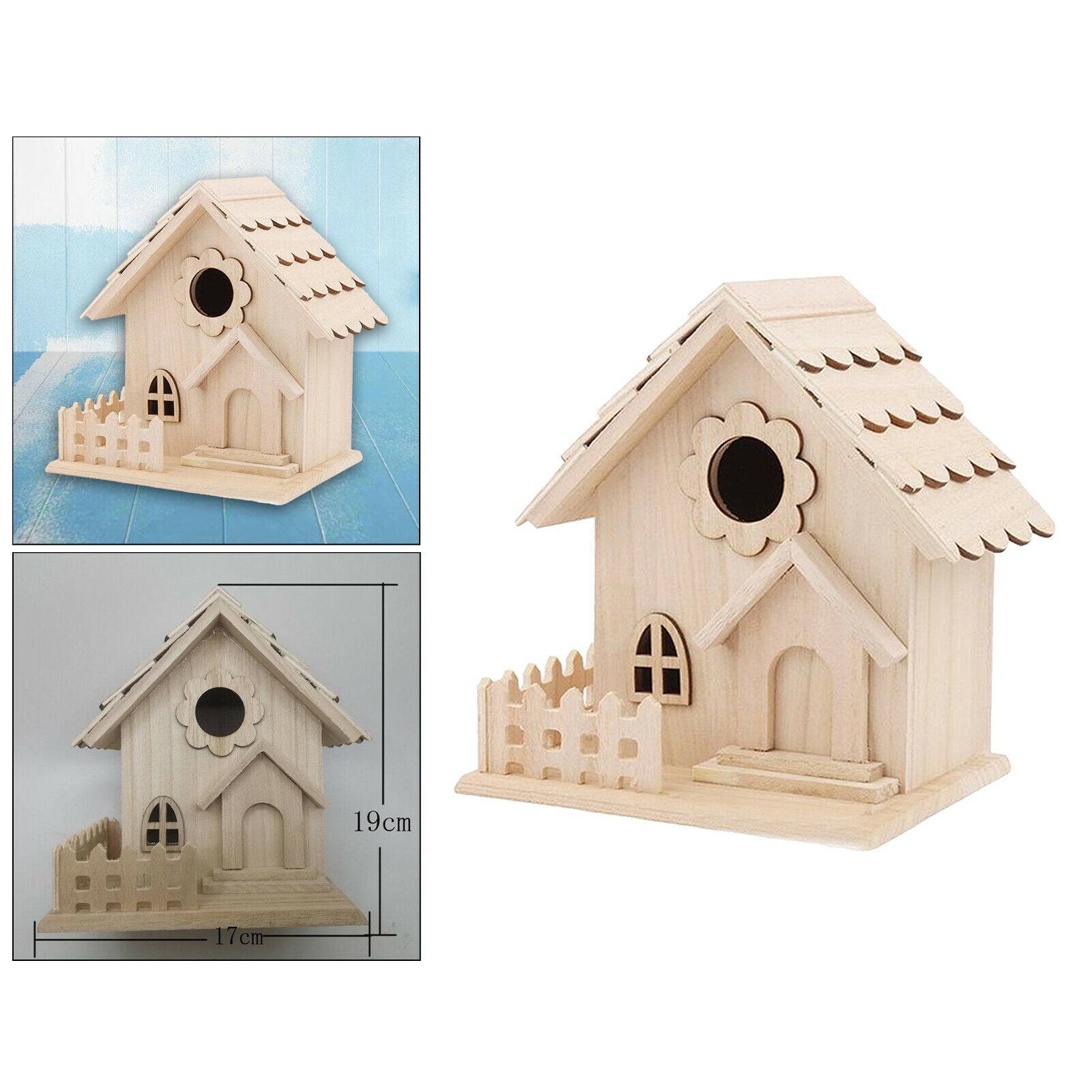 Homes Bird Feeder Wildbird Wood Outdoor Ranch Patio Yard Tree Hanging Style2