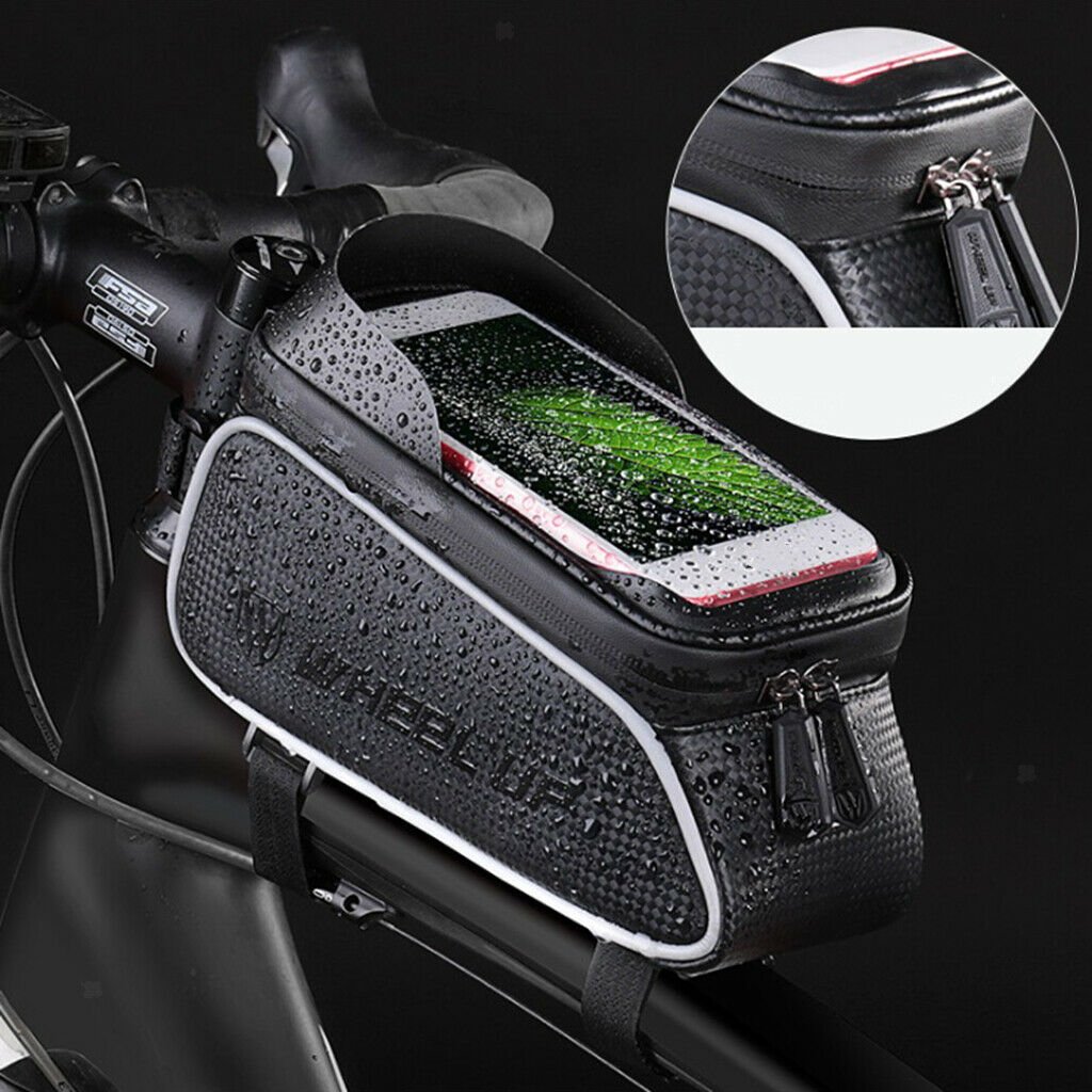 Bicycle Cycling Bike Frame Front Tube Waterproof Mobile Phone Bag Holder Black
