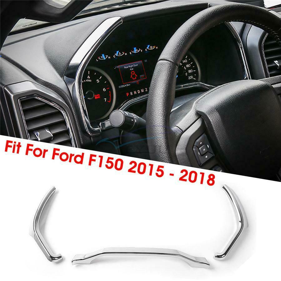 For Ford F150 F250 F350 Super Duty 2015 -2018 ABS Chrome Dashboard Trim x3PCS