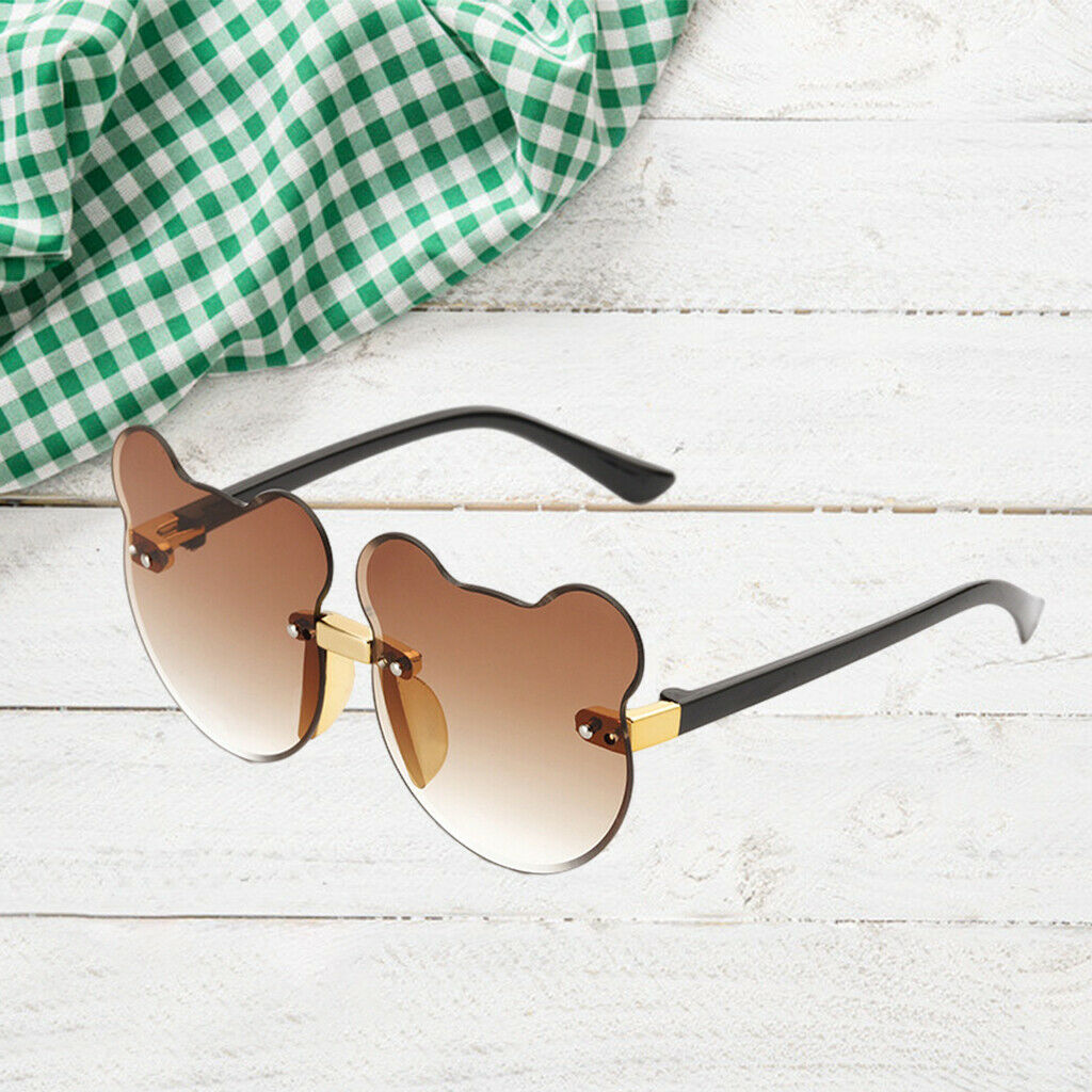 2pcs Cat Ear Sunglasses Rimless Decor Boys Girls UV Protection Glasses Gift