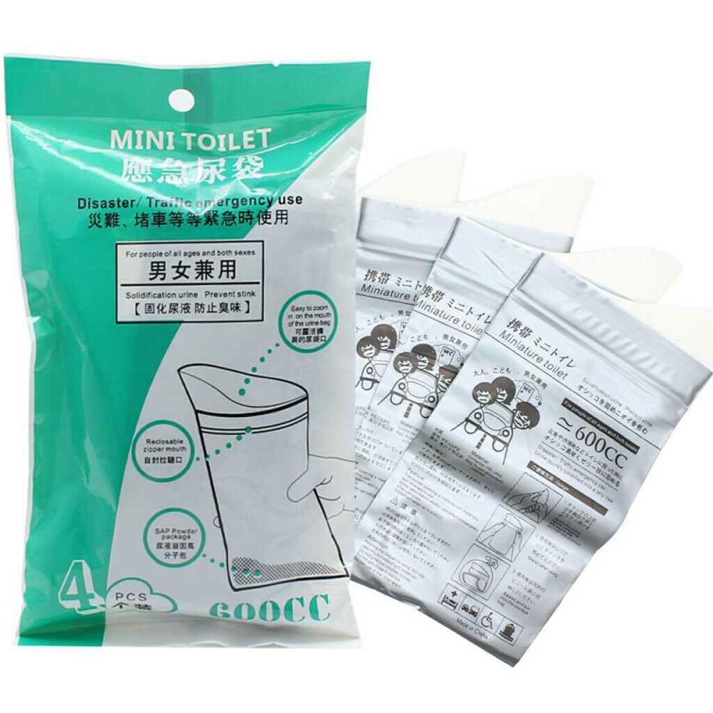 4x Disposable Urine Bags Car Toilet Emergency Camping Urinal Wee Pee Bags