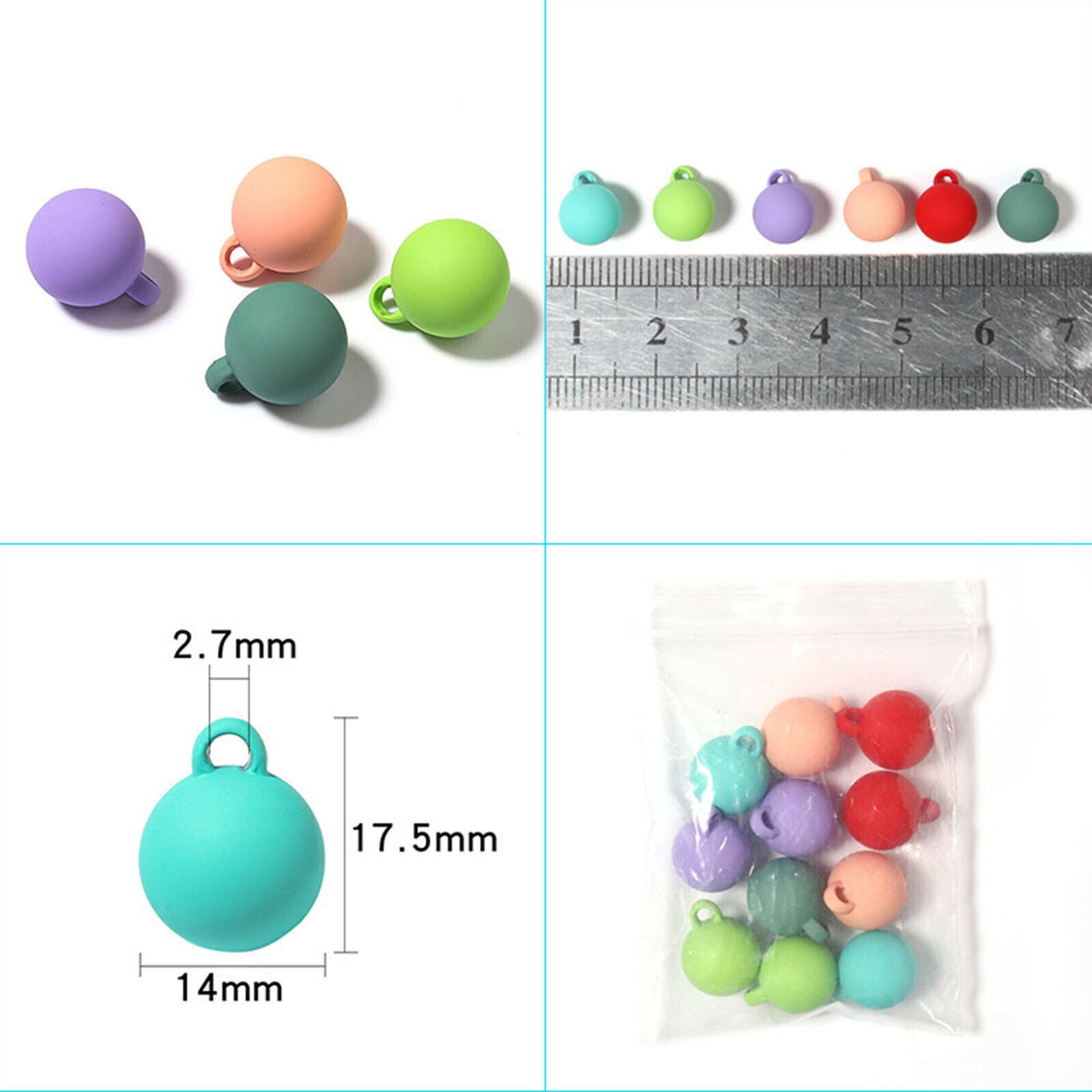 30 14mm Acrylic Colored Frosted Charms Pendants Beads for Jewelry Making Mix