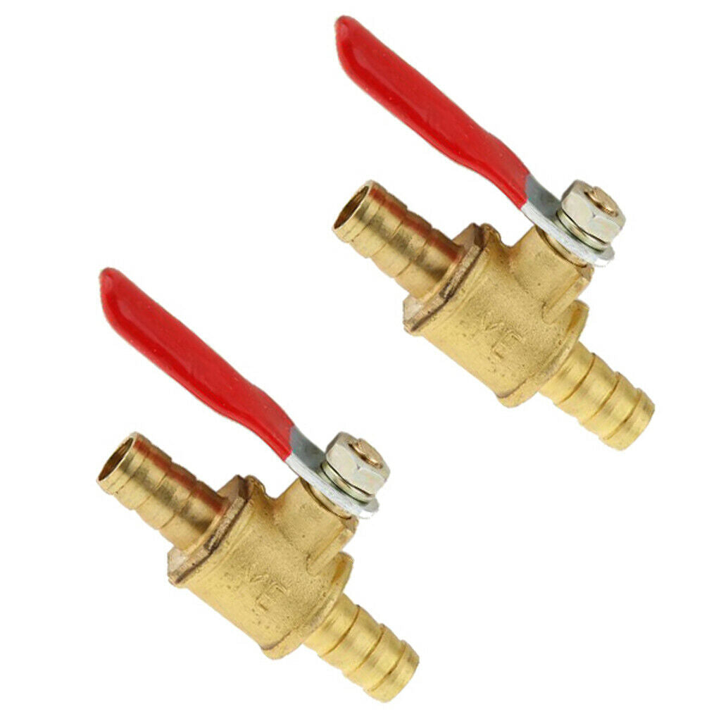 2pcs 1x 8mm Brass Ball Valve Gas Air Fluid Use Shut Off Red Handle