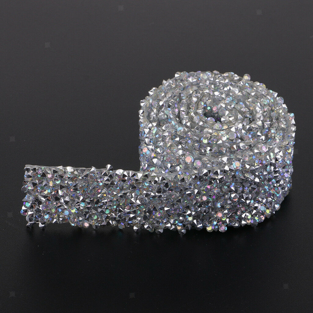 1 Yard Crystal Rhinestone Beaded Applique Trim Iron on Bridal Costume Crafts