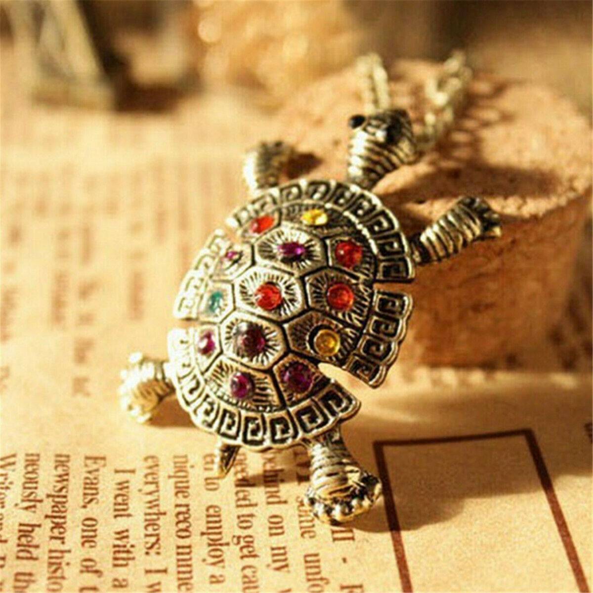 Fashion Jewelry Alloy Rhinestone Tortoise Turtle Pendant Necklace Charm Gift