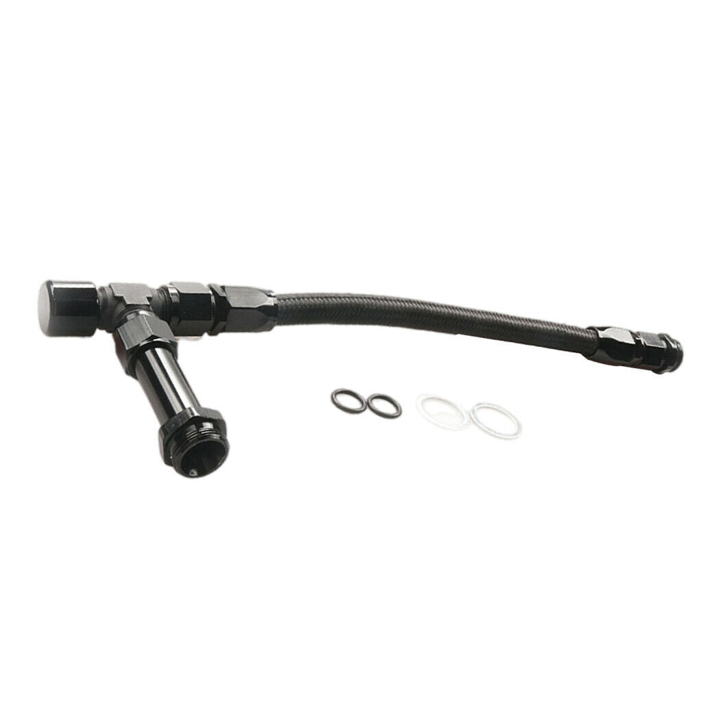Car Thread Nylon Braided Hose Oil Cooling Double Joint Set Accessories Black