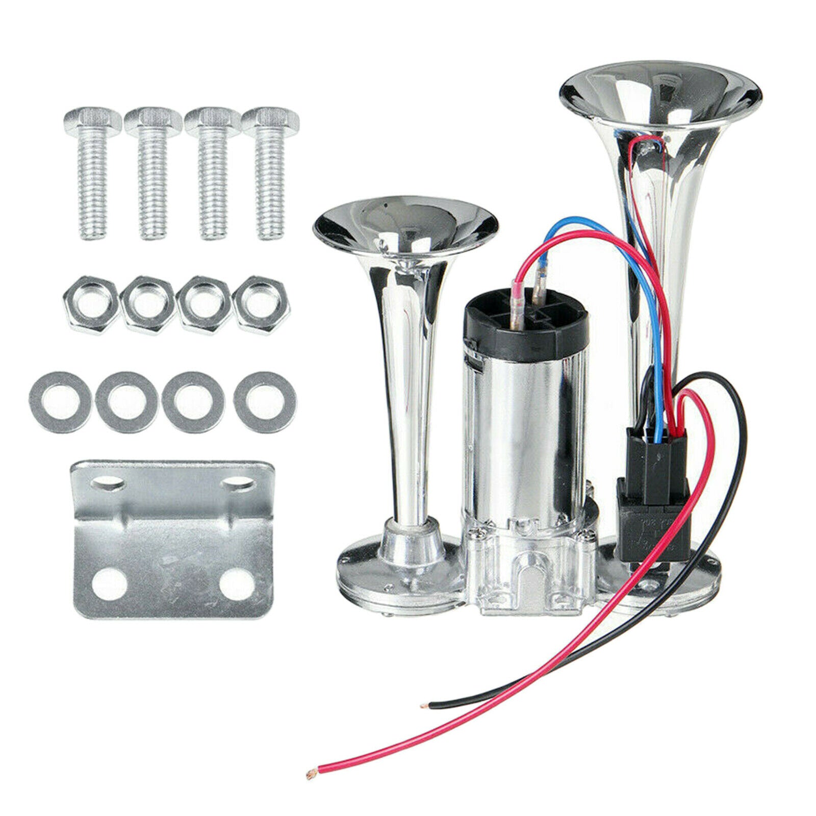 600DB 12V Dual Trumpet Car Air Horn Kit SUV RV Lorrys Speaker Set Dual Tone