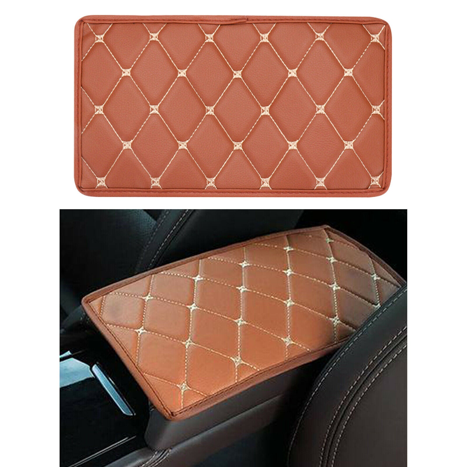 Car Armrest Centre Pad Cover Auto Arm Rest Cushion Pad Protector Brown