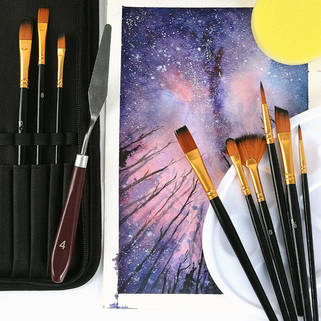 12 Piece Artist Paint Brushes Set Professional Brush Oil Watercolor Painting