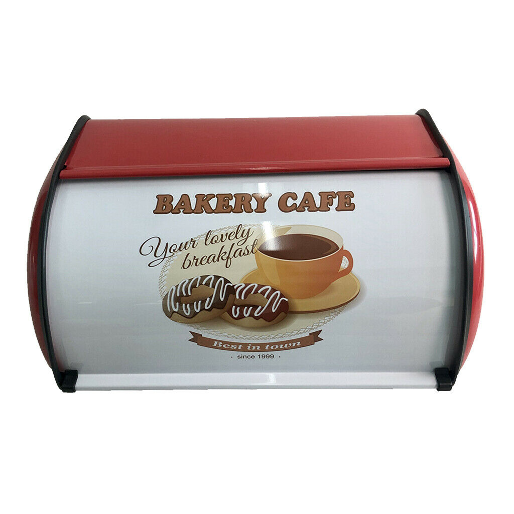 Metal Bread Box Rolltop Design Dry Food Container for The Kitchen 34.5 X 23 X