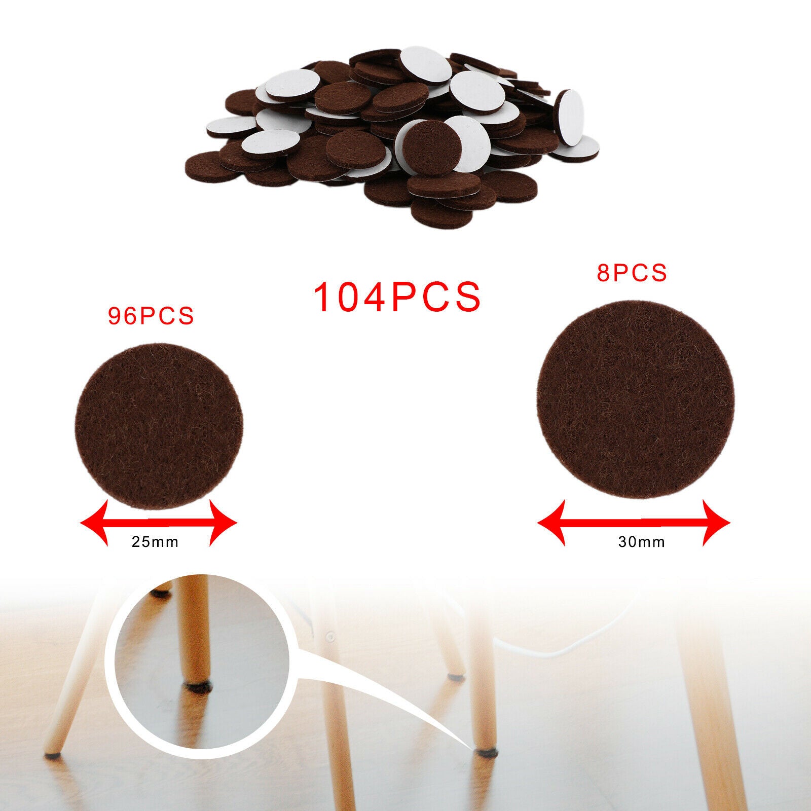 Furniture Pads Chair Leg Floor Protectors Felt Pads Hardwood Floors Brown USA