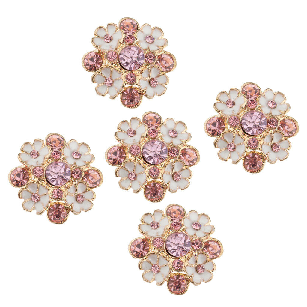 5x Flower Crystal Buttons with Shank for DIY Decor Crafts Sewing 23mm