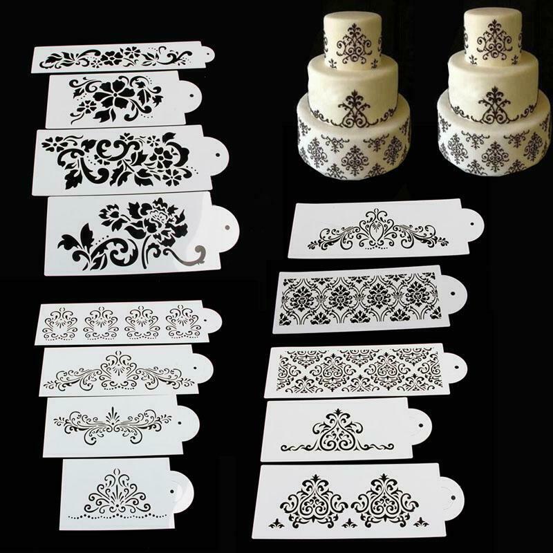 Lace Flower Cake Fondant Cookie Side Baking Stencil Wedding Decorating DIY Tools