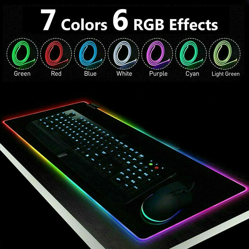 900 x 400mm Gaming LED RGB Pad Large Mousepad Anti-Slip PC Computer Desk Mat