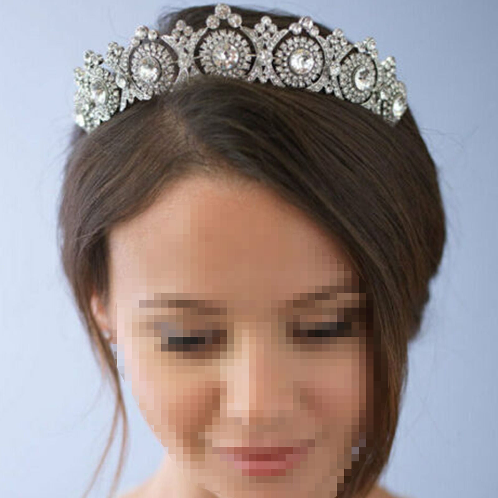 3.2cm High Crystal Tiara Crown Wedding Bridal Party Pageant Prom