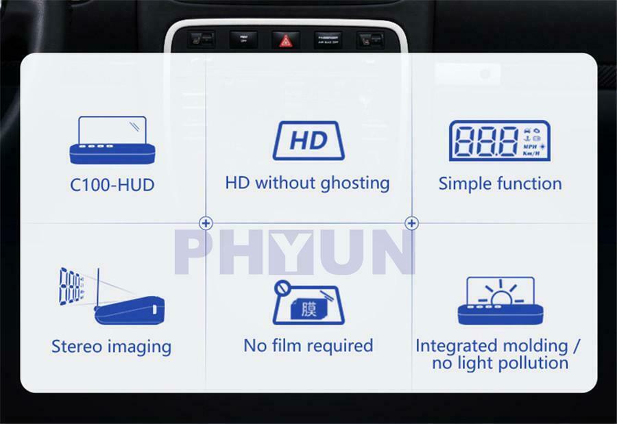 New OBD2 HUD Car Head Up Display Mirror Projecting Speed Water Temp KMH MPH RPM