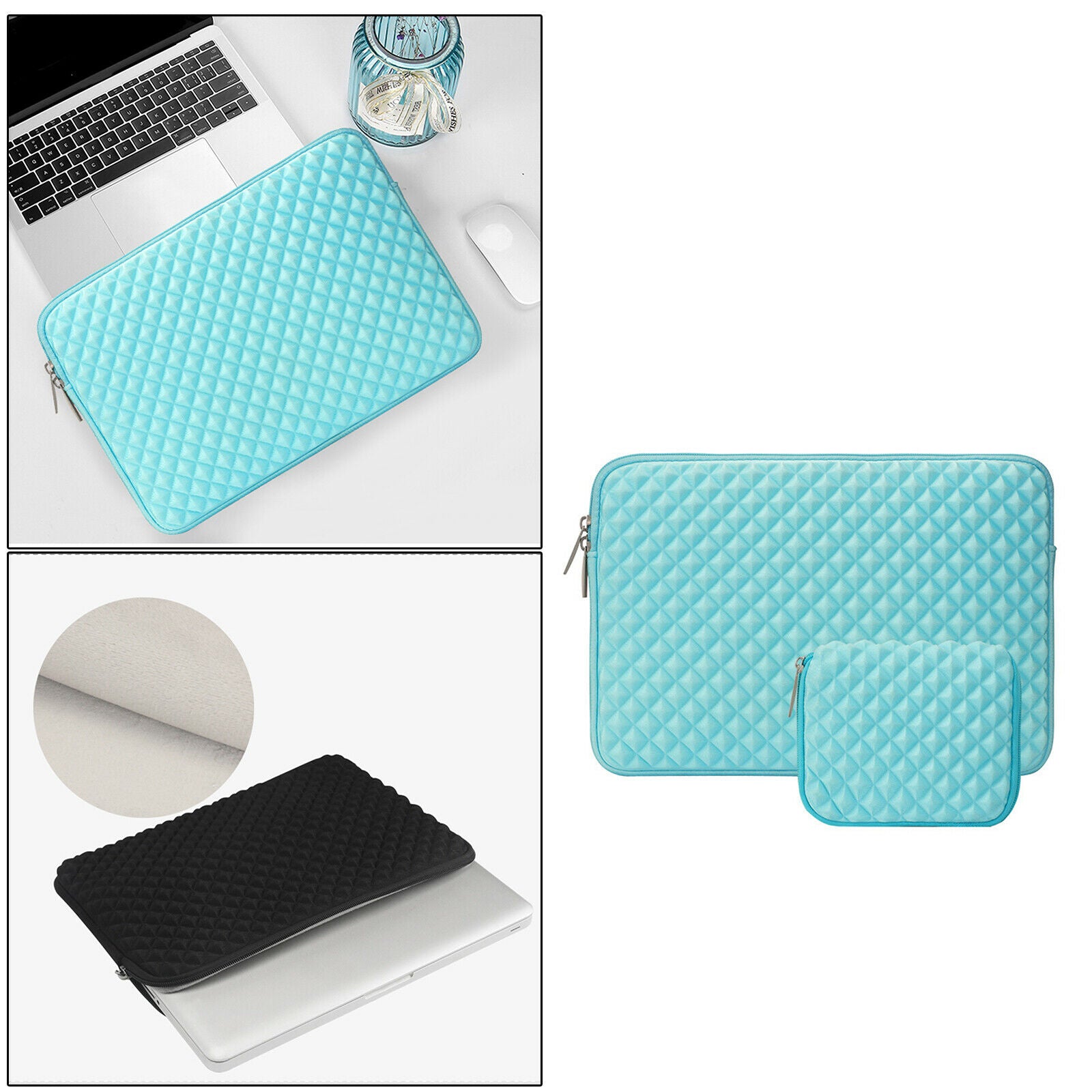 Laptop Sleeve Compatible Neoprene Bag Cover With Small Case Blue 13.3inch