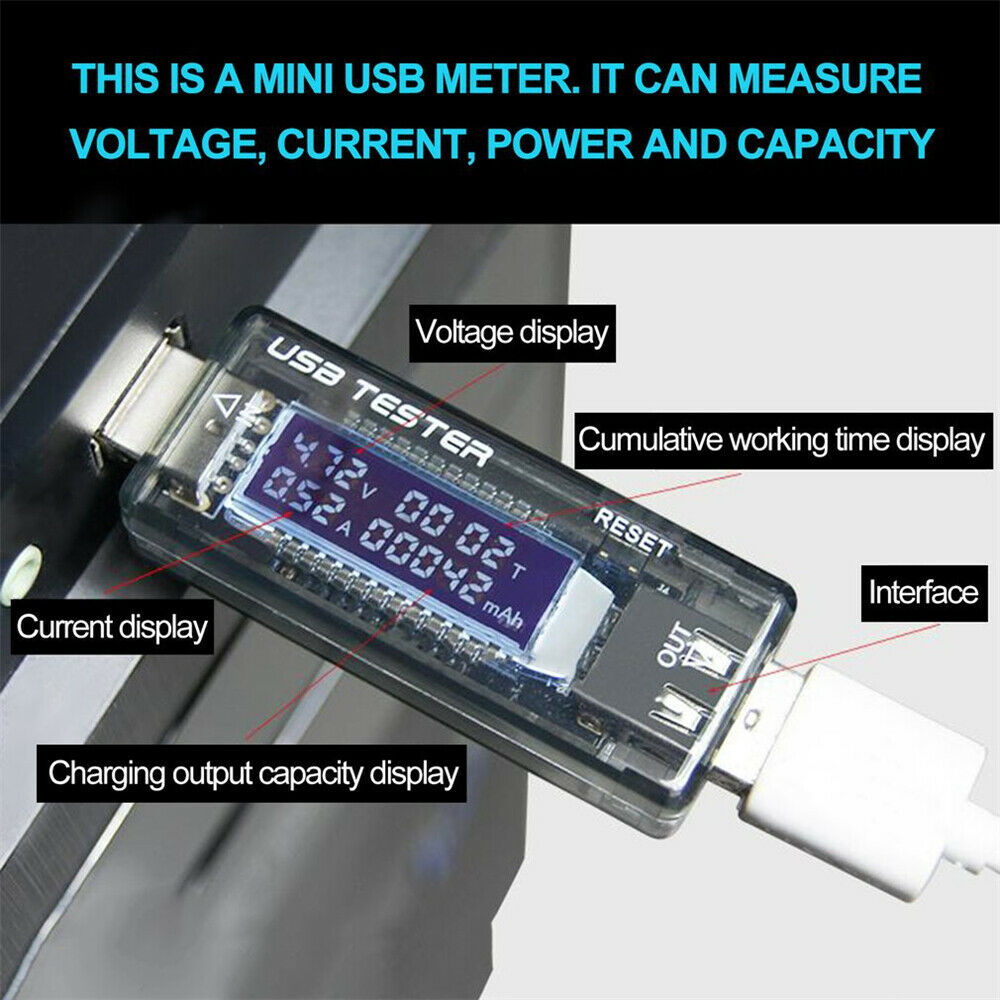Power Bank Meter Ammeter Tools USB Current Voltage Tester Charger Capacity