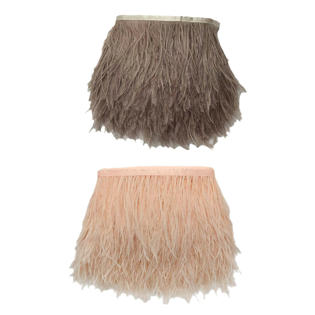 2 Yards 10-15cm Ostrich Fluffy Feather Fringe Trim Sewing Costume Millinery