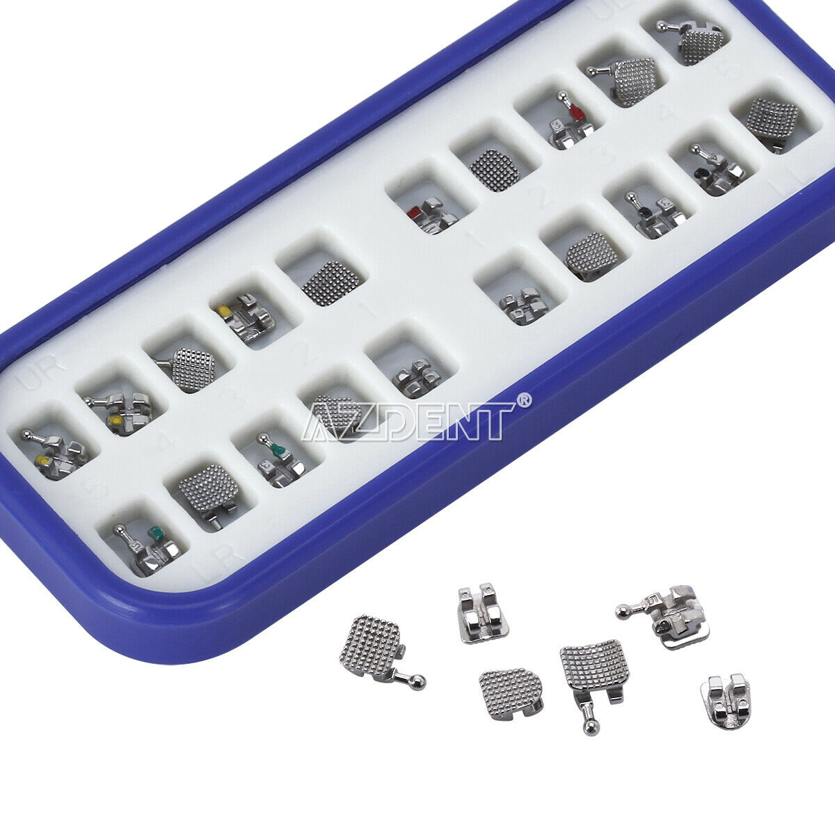 20X AZDENT Dental Dental MIM Monoblock Metal Brackets Mini MBT.022 Hooks 3-4-5