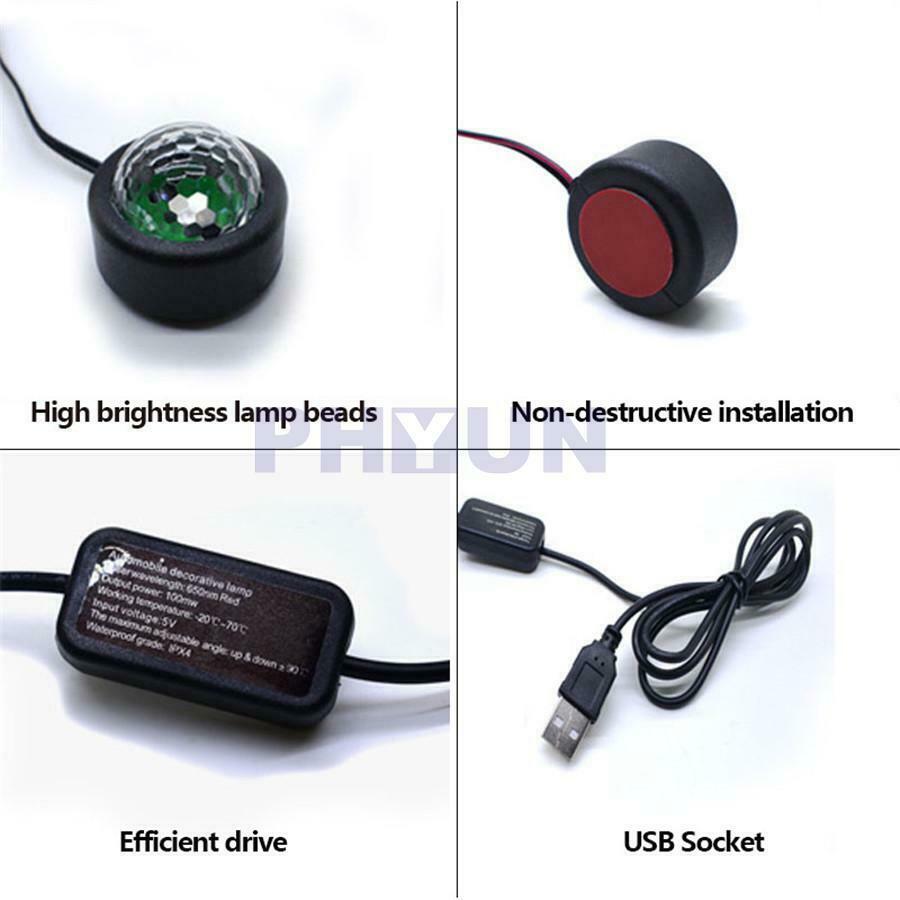 4in1 Voice Control Car Decorative Ambient LED Lamp Interior Floor Foot Light USB