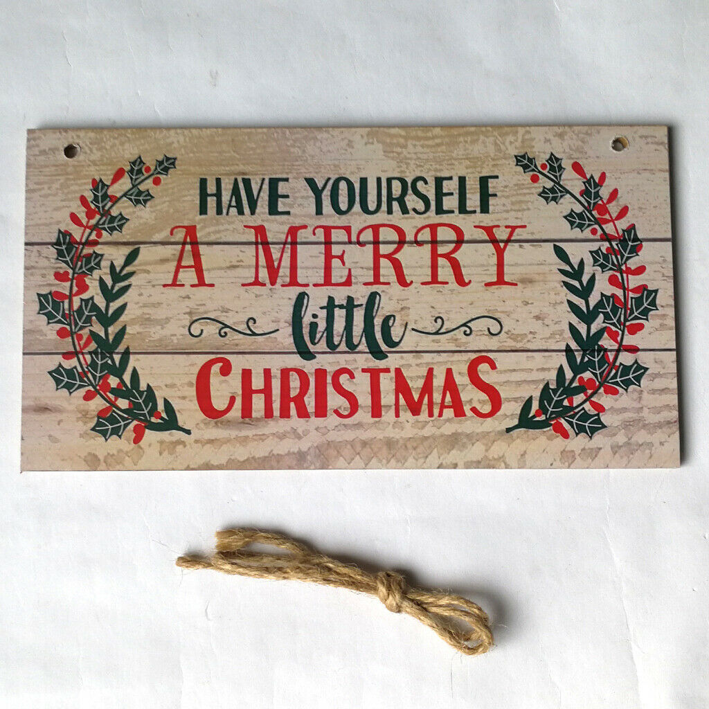 Wooden Plaque Rustic Style Merry Christmas Holidays Greetings Celebrate Sign