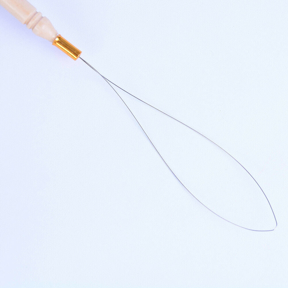 Hair Extension Hook Pulling Tool Kit Needle Threader Micro Ring Beads Loop wADD