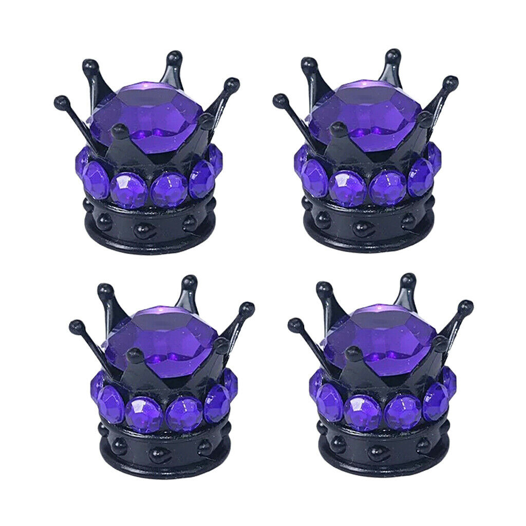 8 Piece Crown Bling Diamond Tire/Wheel Stem Valve Caps Car Truck Purple