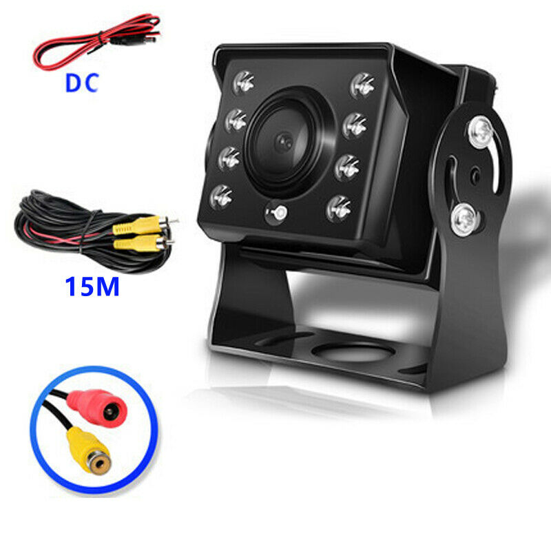 12V-24V HD 8 LED Truck Bus Trailer RV Blind Spot Rear View Camera + 15M AV Cable