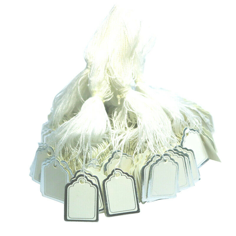 500 Packs Blank Writable Price Tag Clothing Labels with String Marking Paper