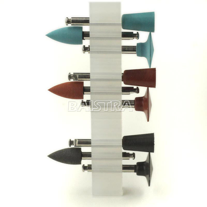 10X Dental Lab Diamond Assorted Polishing Burs Kit Amalgam Silicone Cups RA0109