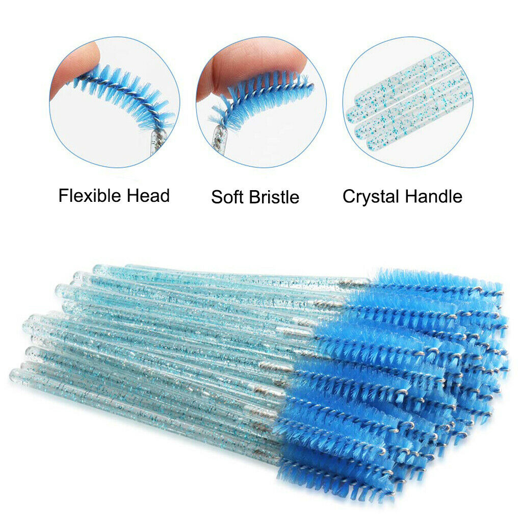 500 Pack Disposable Eyelash Brushes Crystal Handle Extension Makeup Tool