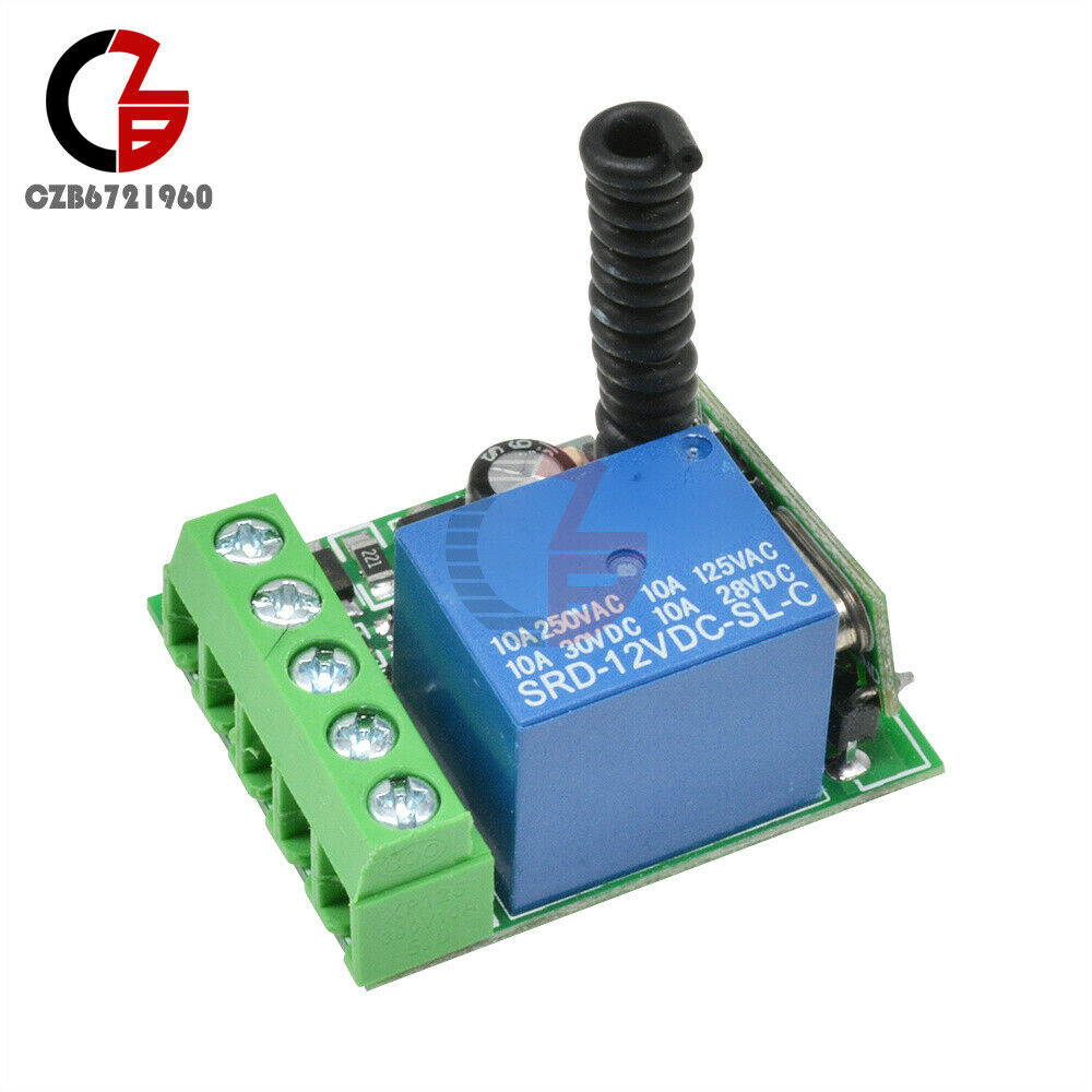 1 Channel Receiver Wireless Relay RF Remote Control Switch Module DC 12V 433MHZ