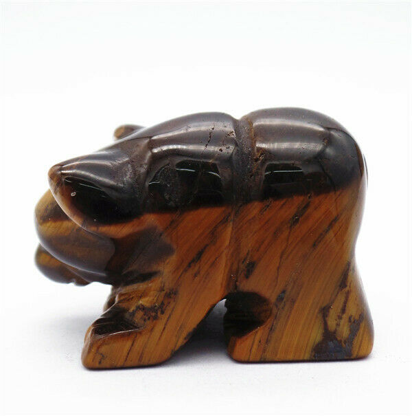 44x29x22mm Natural Tiger Eye Gem Carved Bear Decoration Statue Home Decor HH7725