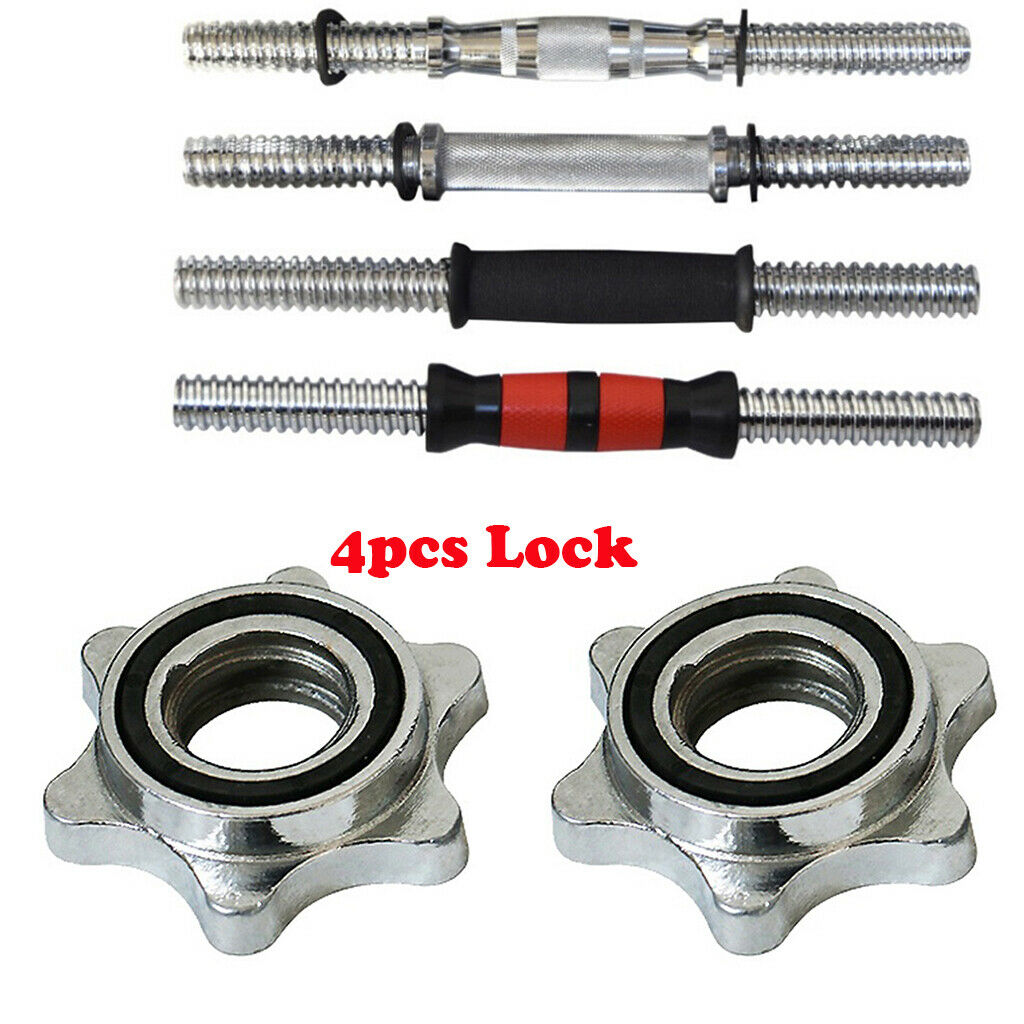 4x 1'' Dumbbell  Lock 2.5cm Barbell Hex Nut Rod Collar Hardware Strength