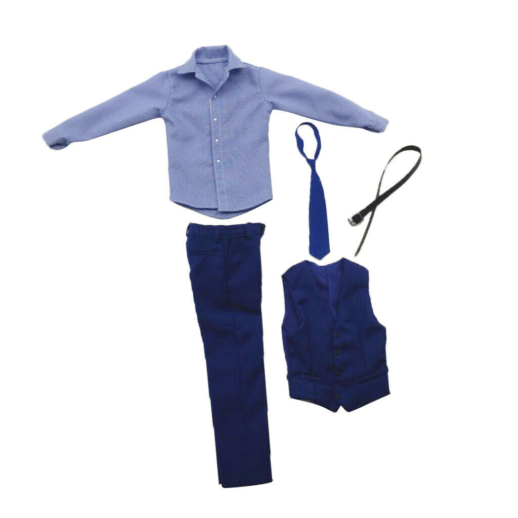 1/6 Male Shirt Pant Suit with Tie And Belt Clothing Kit for 12 Inch Action