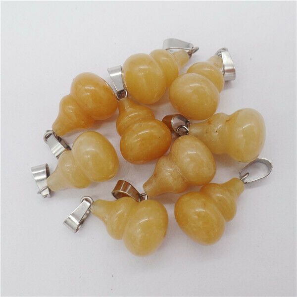 15Pcs 18x14mm Natural Yellow Aventurine Carved Gourd Lucky Pendant Bead HH9605