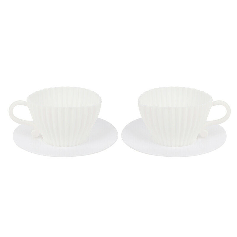 4Set Silicone Cupcake Cups Muffin Baking Cake Tea Teacup Mold Baking Suppl FdDF