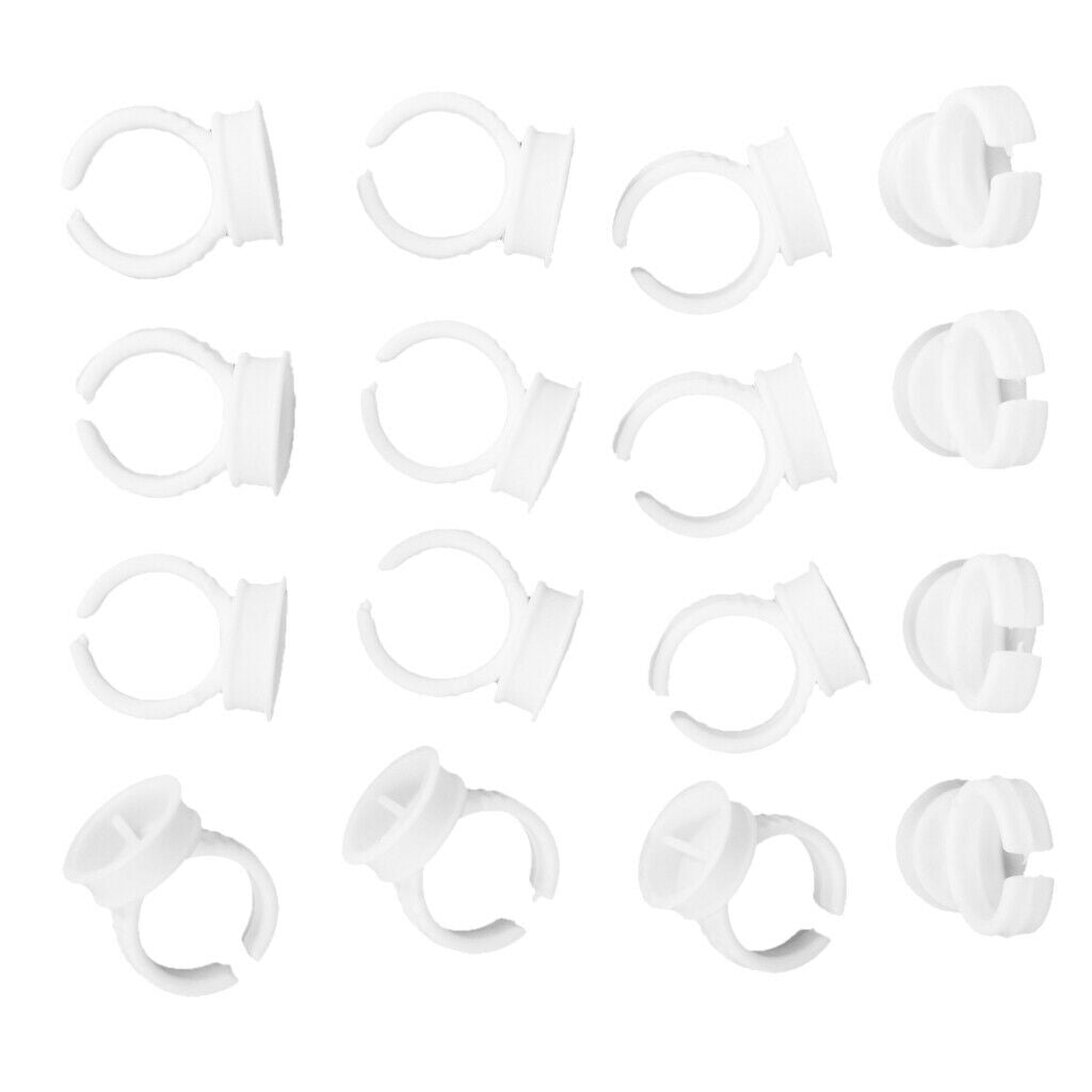 Set of 200 Tattoo Ink Pigment Rings Nail Polish Lip Glue Cups Caps White