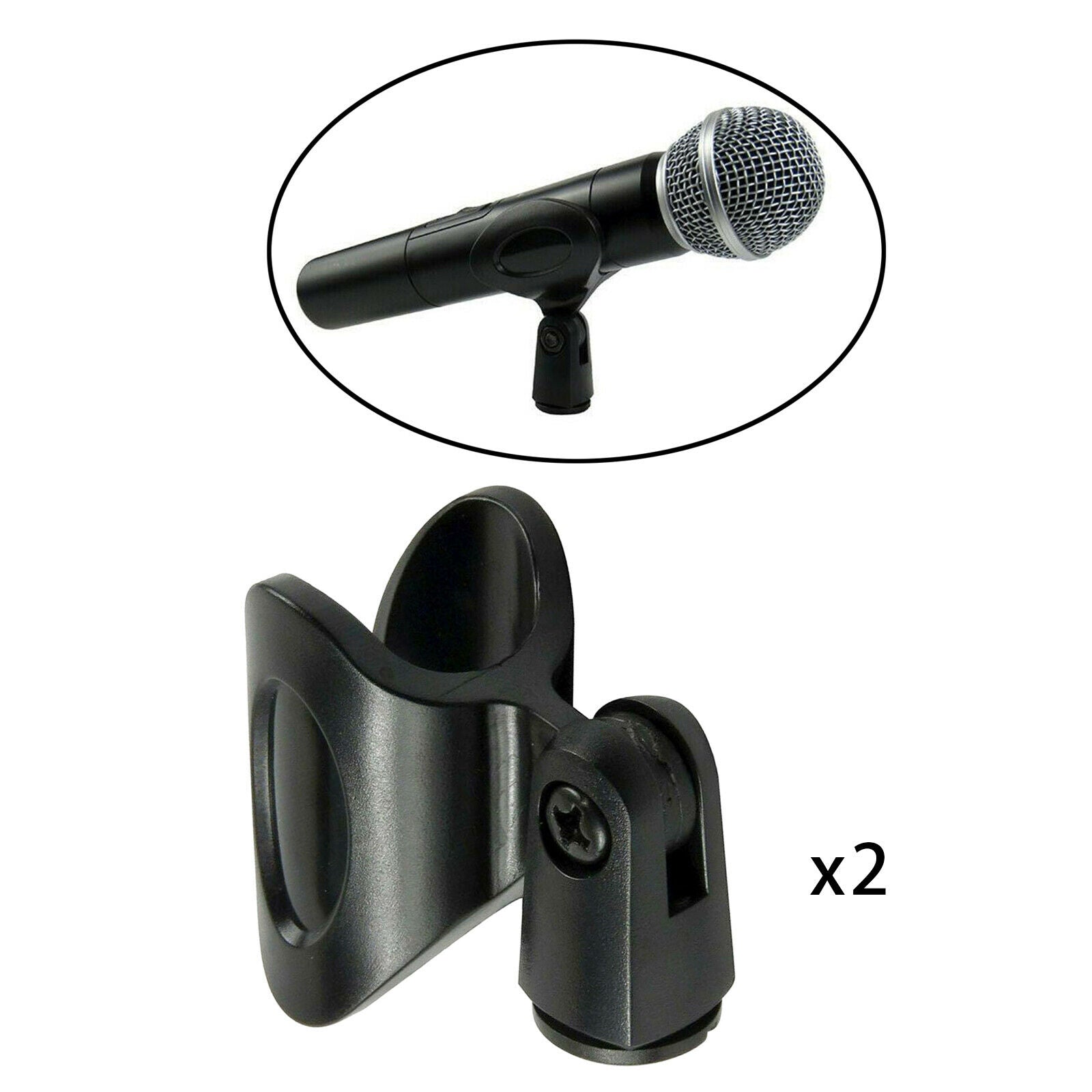 2x Heavy Duty Plastic Microphone Mic Clip Holder Flexible for Mic Stand Accs