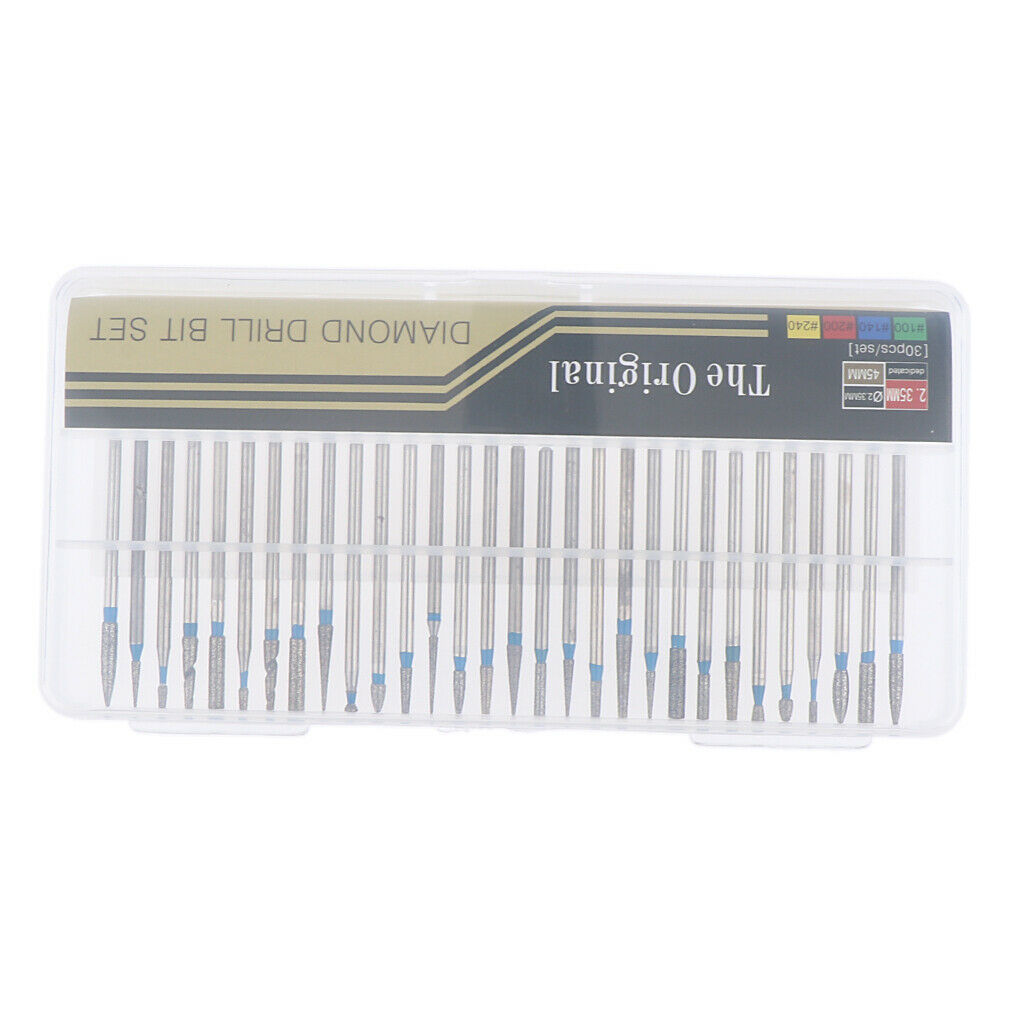 30x Nail Drill Bit Set Barrel Head Electric Drill Bits Coarse Grinding Tool A